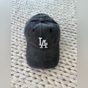 NEW black -dark grey jeans denim LA Cap hat - 100% cotton - one size adjustable